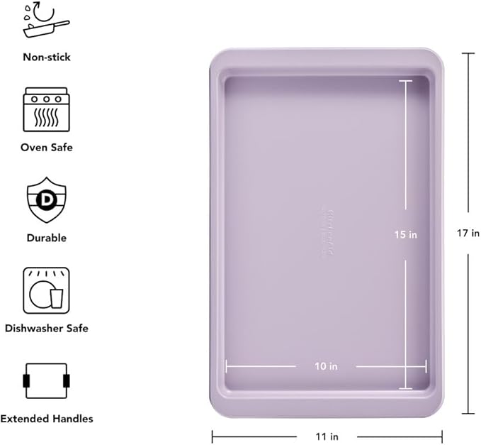 KitchenAid 10 x 15-In Nonstick Swiss Engineered Aluminized Steel Baking Sheet, Dishwasher Safe, Wildflower