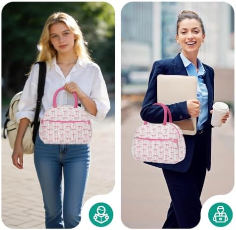 Coobiiya Cotton Quilted Lunch Bag,Cute Insulated Puffer Lunch Box for Women