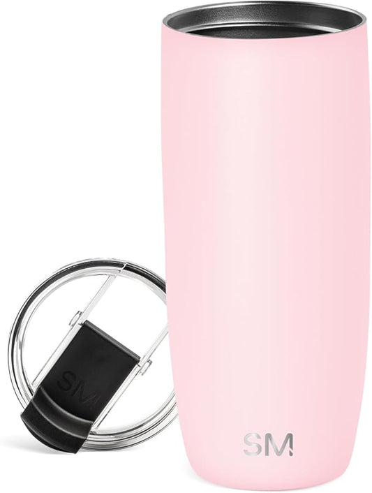 Simple Modern Voyager Tumbler with Flip Lid | Travel Coffee Mug | Insulated Stainless Steel Cold Brew Iced or Hot Coffee Cup | Gifts for Women Men Her Him | 20oz, Blush
