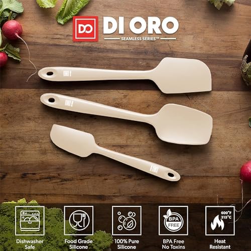 DI ORO Silicone Spatula Set - 600F Heat Resistant, 3-Pc Clay