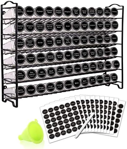 SWOMMOLY Spice Rack Organizer with 72 Spice Jars 4 oz, 396 Spice Labels