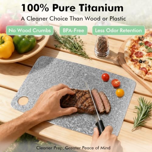 Titanium Cutting Board, Crystallized 100% Pure Titanium, 12 x 8 Inch