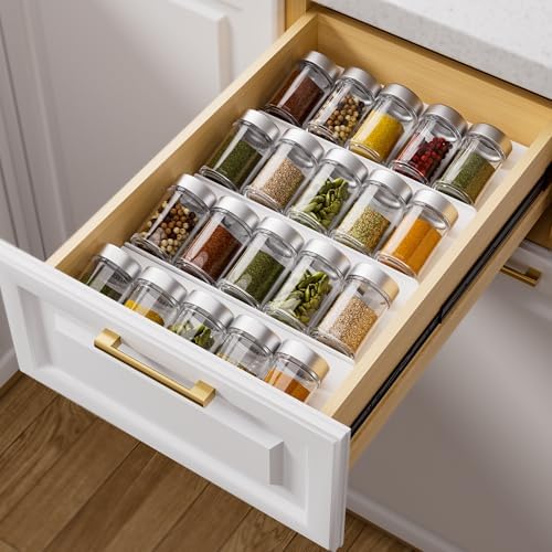 MIUKAA White Acrylic Spice Drawer Organizer, 4 Tier Seasoning Jars Drawers Insert, Kitchen Spice Rack Tray for Drawer/Countertop (Jars not included)