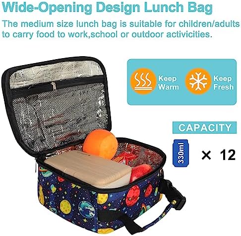 esouler Lunch Box Kids Insulated Lunch Bag for Boys & Girls Durable Children Lunchbox for School with Water Bottle Holder-Space