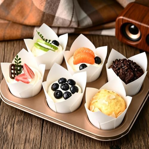 120PCS White Tulip Cupcake Liners for Baking Cups, Muffin Liners Holders