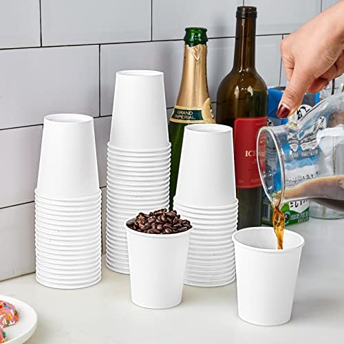Turbo Bee 10 oz Disposable Coffee Paper Cups,270 Pack Hot Drinking Cups,White Paper Party Cups