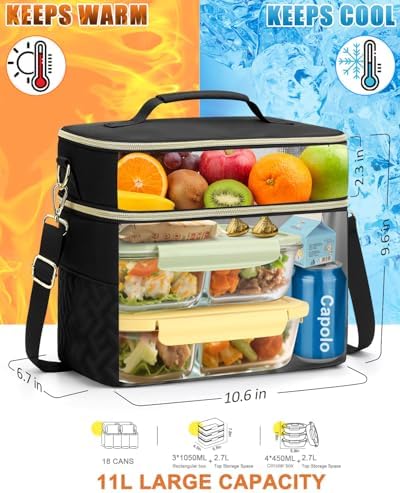 Capolo Lunch Bag for Women Men Insulated Lunch Tote Leakproof Lunchbox Bags