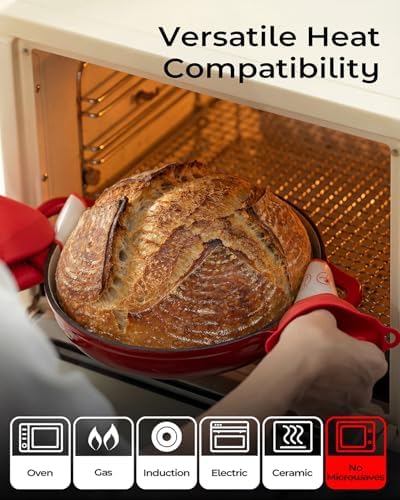 5QT Enameled Cast Iron Sourdough Bread Oven for Homemade, Red