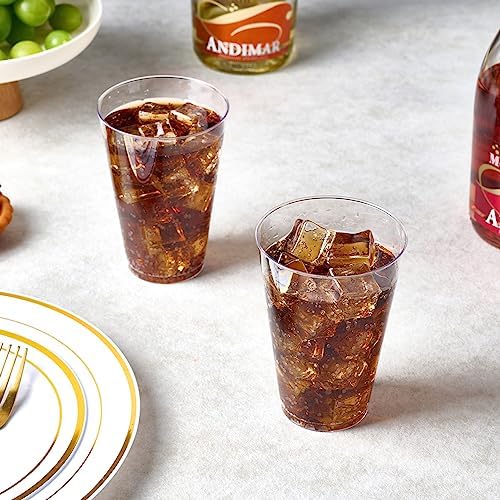 FOCUSLINE 100 Pack 14 oz Clear Plastic Cups, Disposable Drinking Cups