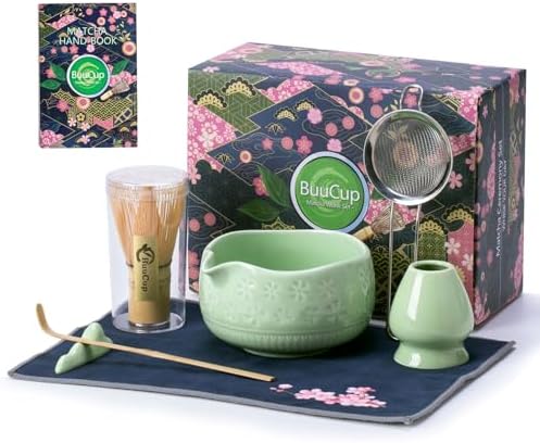 Buucup Matcha Whisk Set, Ceramic Matcha Kit with Bowl & Bamboo Tools