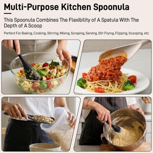 3 PACK Silicone Cooking Spoon Spatula for Nonstick Cookware, Heat‑resistant