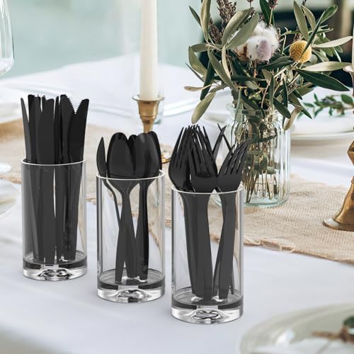 Dealusy 360 Count Extra Heavy Duty Black Plastic Knives Disposable