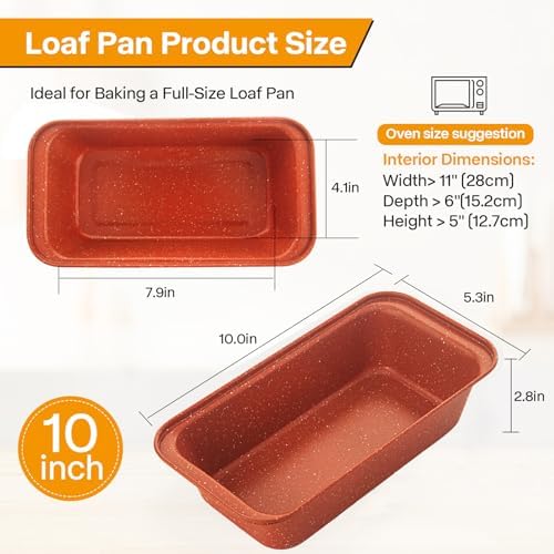 2-Pack Loaf Pan, Nonstick Bread Pans, 10In Banana Bread Pan, Bread Pans for Homemade Bread, Loaf Pan for Family Parties, Beginner Bakers