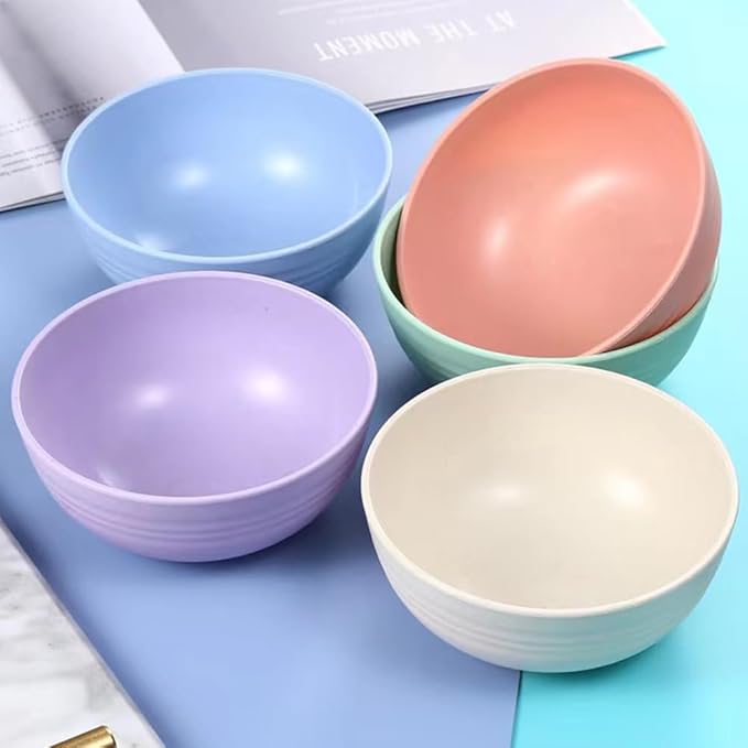 Unbreakable Cereal Bowls 24 oz - Reusable Wheat Straw Bowl - Dishwasher -Microwave Safe - Bamboo Kids Bowls Set, Soup Salad Rice Oatmeal Desserts- BPA Free, Eco-Friendly