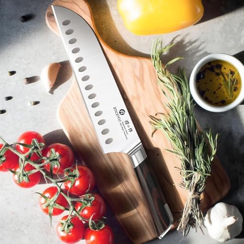 imarku Japanese Santoku Knife 7 Inch, Multi-Layer Forged, Powder Steel Core