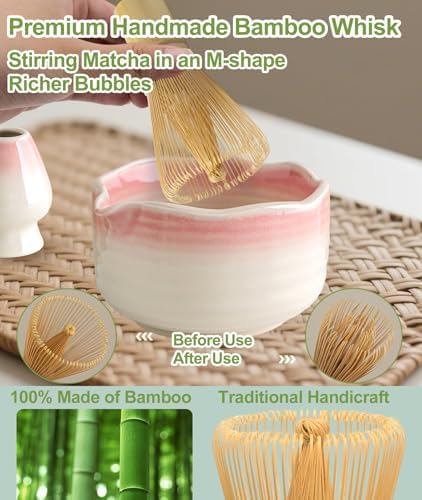 JBER Matcha Whisk Set, 7PCS Matcha Set with Bamboo Whisk and Ceramic Bowl
