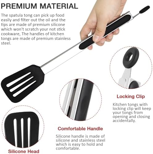 12 Inch Kitchen Tongs Set of 3, Silicone Tongs with Silicone Tips