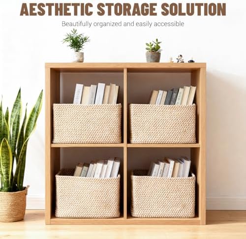 5 Pack Woven Storage Baskets, Decorative Storage Bins for Organizing