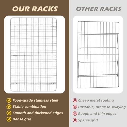 Pleafind 3 PCS Silver Stackable Cooling Rack -16 x 10 Inch Wire Rack, Heavy Duty Stainless Steel Baking Racks, Cooling Racks for Cooking and Baking Cookie Pizza Cake, Oven and Dishwasher Safe