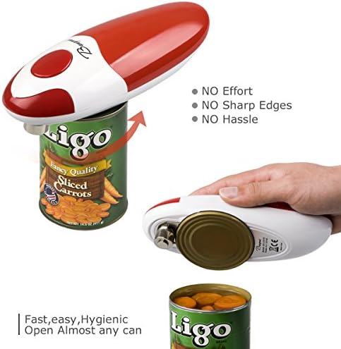 Kitchen Automatic Safety Cordless One Tin Touch Electric Can Opener&Bangrui Professional Electric Can Opener.One-touch switch .Smooth can edge.Being friendly to left-hander and arthritics! (Red)