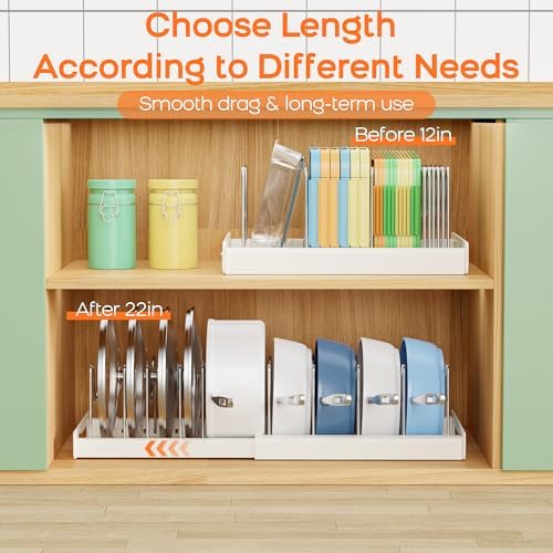 Nigelia 22" Expandable Pots and Pans Lid Organizer Under Cabinet (2 Pack)