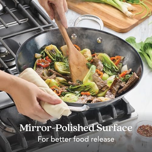 Anolon EverLast N2 Carbon Steel Wok, 14-Inch, Black