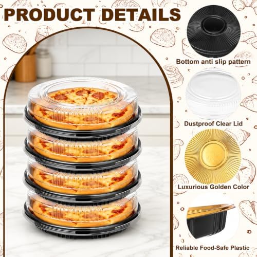 24 Pcs 12.5" Disposable Pie Containers with Clear Lids, 2.4" H