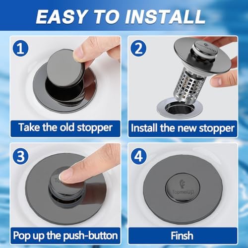 Bathroom Sink Drain Strainer, Pop-up Sink Drain Strainer with Removable Stainless Steel Strainer Basket Hair Catcher, Bathroom Sink Strainer for Bathroom Sink Stopper Replacement