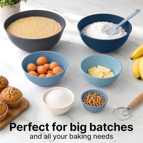 Zulay Kitchen 12 Piece Plastic Mixing Bowls with Leak-Proof Lids Set - Microwave and Freezer Safe Kitchen Mixing Bowls for Preparing, Serving and Storing - Large Nesting Bowls (Twilight Ombre)