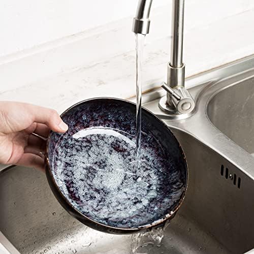30oz Ceramic bowls set of 4-8" serving bowls for Kitchen,Pasta,Salad-Dishwasher & Microwave Safe Perfect for Housewarming, Thanksgiving, Christmas-Speckled Bluish Purple