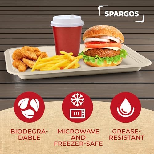 SPARGOS 14 Inch Rectangle Paper Trays, 100 Pack Crawfish and BBQ