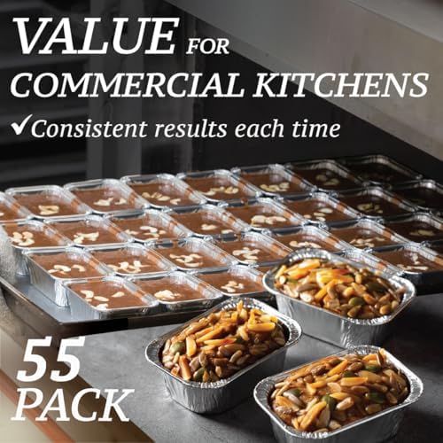 (55 Pack) 1LB Mini Foil Loaf Pans - 1 Pound Disposable Aluminum Baking Pans for Individual Bread, Cake, Meatloaf - Small Loaf Pans with Liners, Small Bread Tins 6 x 3.5 x 2