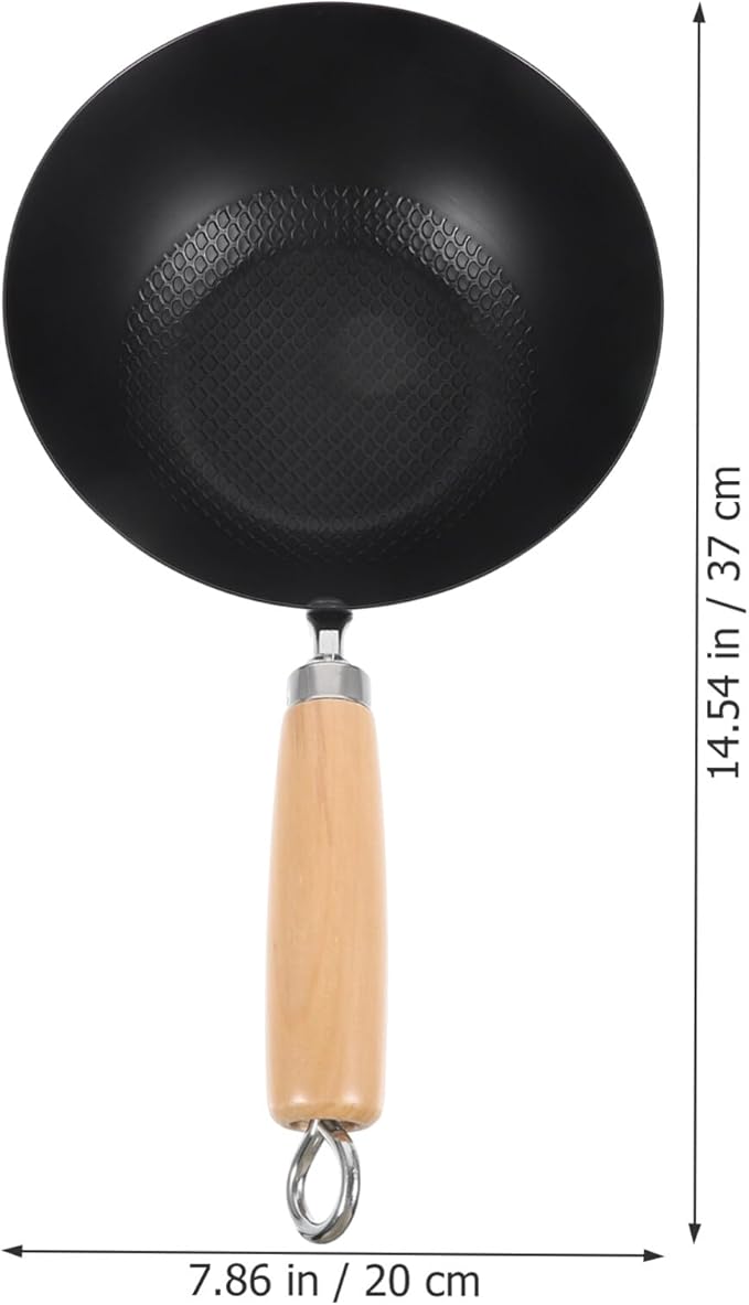 ABOOFAN Small Wok 14.56 Inch Japanese Iron Non-Stick Cooking Pot Flat Bottom Gas Stove Frying Pan for Home Kitchen
