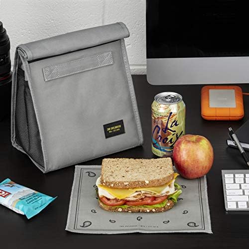 2nd Childhood Insulated Lunch Bag for Men, Durable & Reusable, Grey