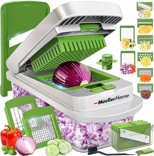 MUELLER HOME Pro-Series 10-in-1 Vegetable Chopper, 8 Blade Onion Mincer