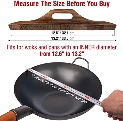 YOSUKATA Premium Wok Cover 13.2" for Wok 13.5"- Wooden lid for Frying Pan