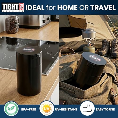Tightvac Press-Seal Vacuum Airtight Smell Proof Container, Black