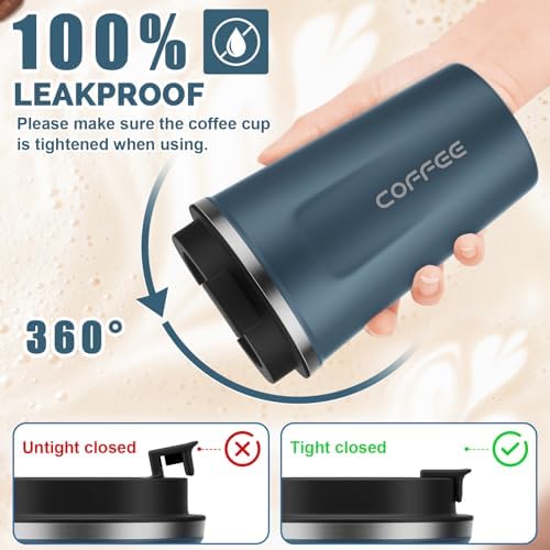 CS COSDDI 12 oz Coffee Mug - Stainless Steel Coffee Cup with Leakproof Lid