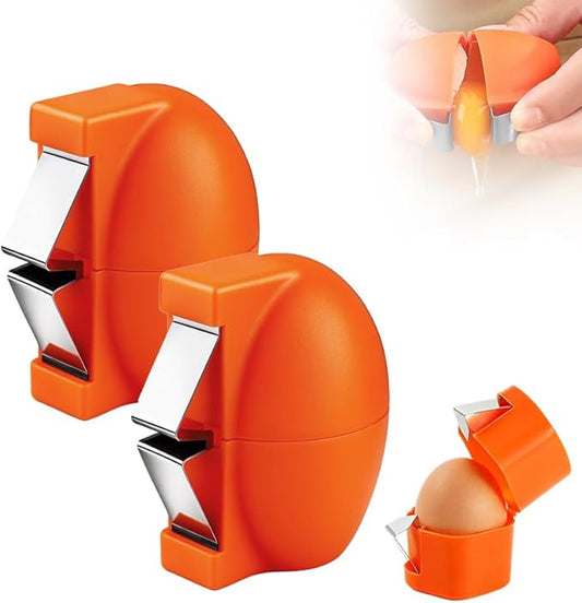 2026 New Egg Shell Opener, Stainless Steel Egg Cracker Tool, Multifunctional Egg Shell Opener for Raw & Hard-Boiled Eggs, Handheld Kitchen Gadget for Easy Peeling & Separating (orange, 2PCS)