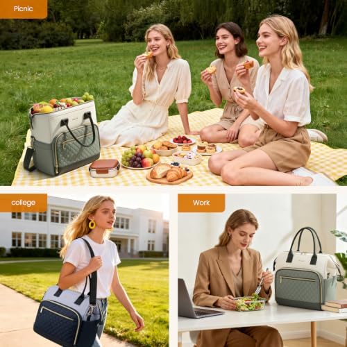 LOVEVOOK Lunch Bag Women, Insulated Lunch Box for Women with Cup Holder