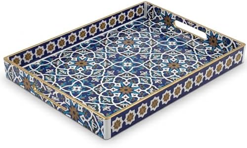 AGIOTA Coffee Table Trays for Living Room Serving Tray with Handles, Modern Large Tray for Ottoman Coffee Table