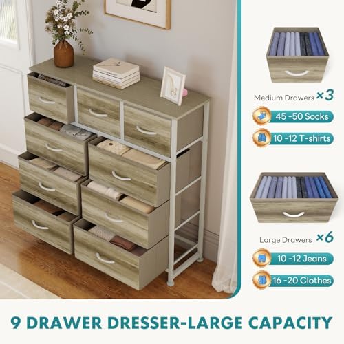 OLIXIS 9 Drawer Tall Dresser for Bedroom, Closet Organizers and Storage