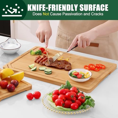 Homaxy Organic Bamboo Cutting Boards Set for Kitchen Set of 2