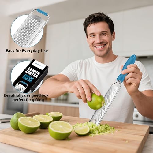 Lemon Zester Grater, Stainless Steel Zester Grater with Handle