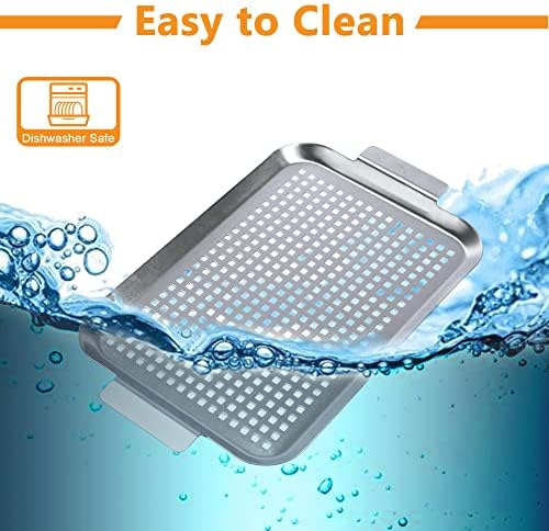 Grill Pan Set of 2, BBQ Grill Topper for Outdoor Grill Food Tray