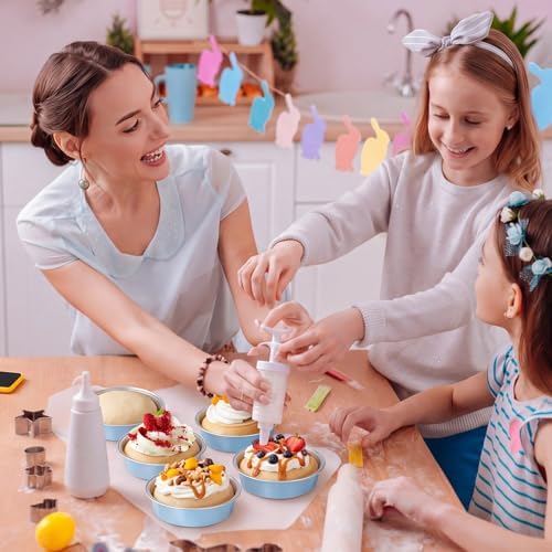 Yinder 120 Pcs 8oz Disposable Mini Pie Pans/tins with Lids Tart Pans, Small Cake Pan Round Containers Aluminum, 4 Inch Mini Cake Pan for Quiche Cheesecake Container Oven Bake Sale(Sky Blue)