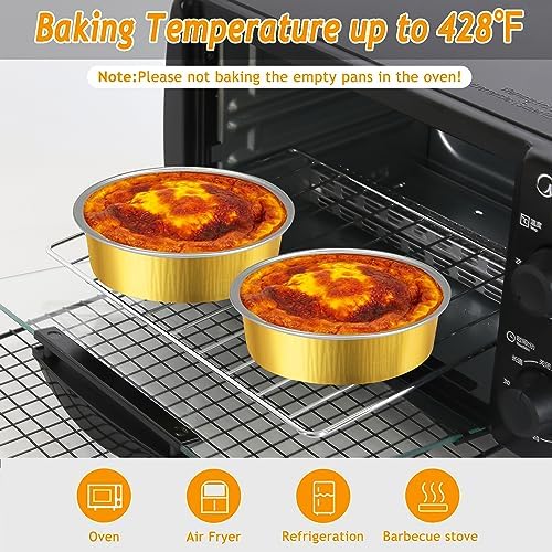 LNYZQUS 8oz Mini Pie Tins with Lids 50 Pack, 4 Inch Individual Cake Pans