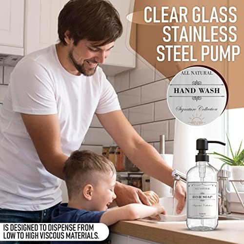 Sunrise Premium Clear Glass Soap Dispenser with Pump, 2 Pack