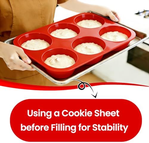 CAKETIME Silicone Jumbo Muffin Pan 3 Pack 6 Cup 3.5 Inch Large Muffin Tin Non Stick BPA Free for Baking Giant Muffins Cupcakes Frittatas