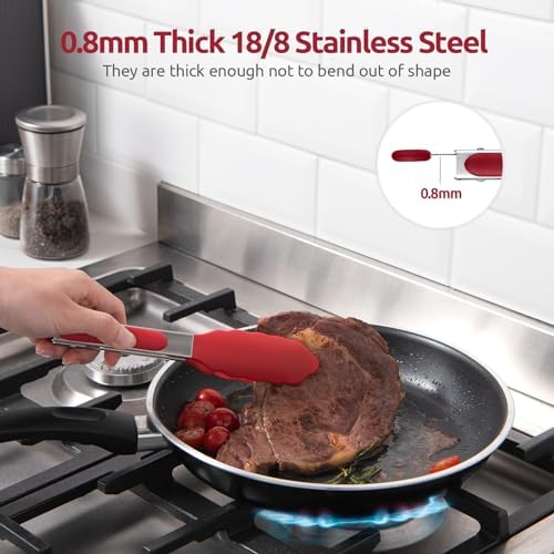U-Taste Kitchen Tong for Cooking, 480ºF Heat-Resistant Silicone, 7in/Red
